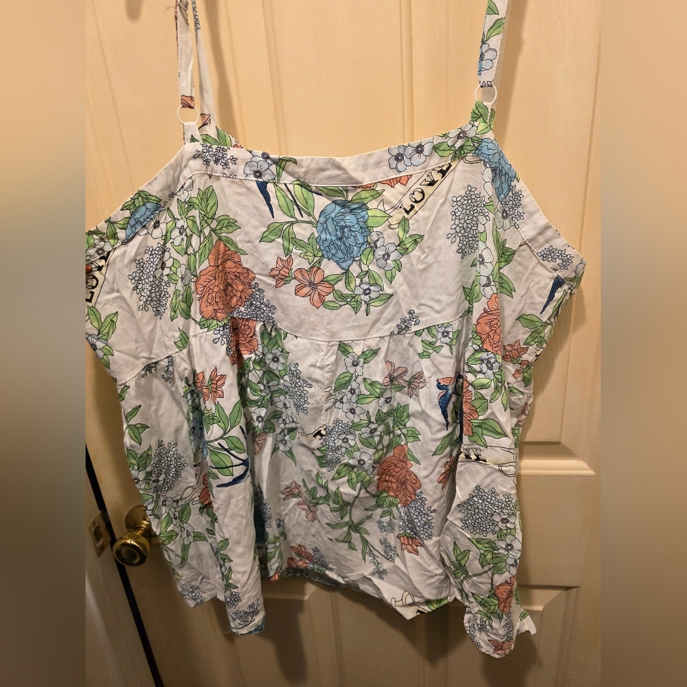 Torrid Multicolor Floral Bird Love Top